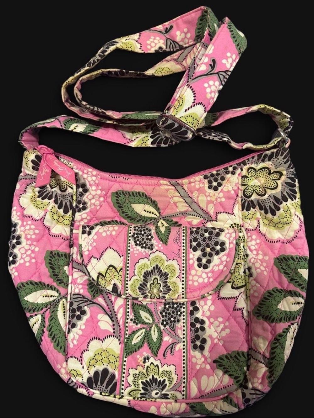 Vera Bradley Pink Green Floral Quilted Crossbody